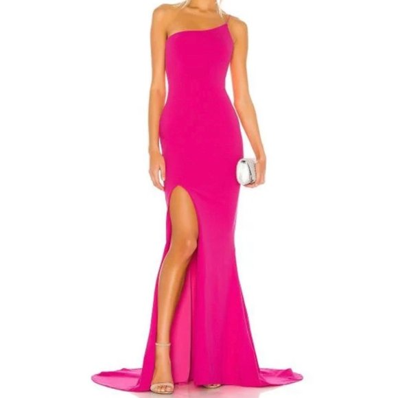 Nookie Jasmine One Shoulder Mermaid Hem Gown Neon Pink Size XS NWT